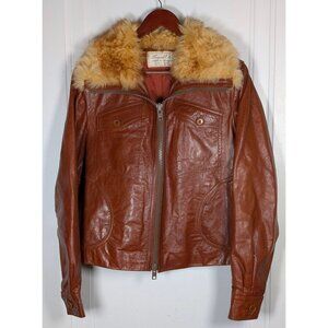Vintage Beged-or Israel 70s Soft Leather Jacket Coat Fur Collar Unisex Small 38